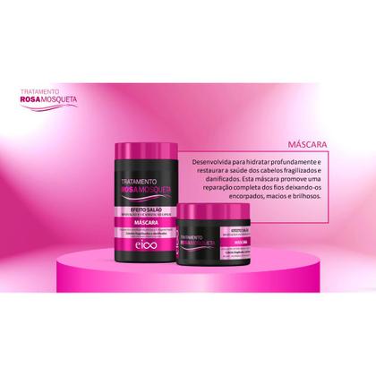 Imagem de Eico Máscara Tratamento Creme Hidratação Rosa Mosqueta Danos Cicatrizados Cabelos Renovados 1kg