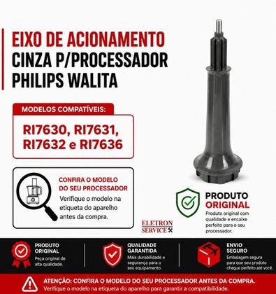 Imagem de Eixo Acion. Cinza Philips Walita Ri7630 Ri7631 Ri7632 Ri7636