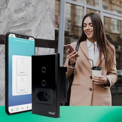 Imagem de EKAZA Interruptor Com Tomada 20A Touch 2.5D 1 Botão WIFI