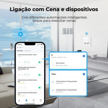 Imagem de Ekaza Interruptor Inteligente Wifi 4 Botões 2 Tomadas 4x4 3500W