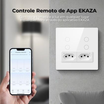 Imagem de Ekaza Interruptor Inteligente Wifi 4 Botões 2 Tomadas 4x4 3500W