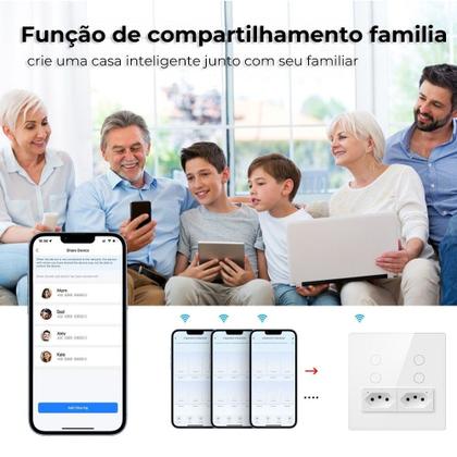Imagem de Ekaza Interruptor Inteligente Wifi 4 Botões 2 Tomadas 4x4 3500W