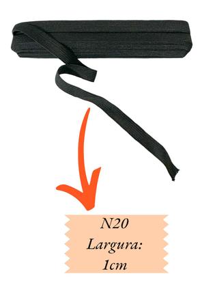 Imagem de Elástico Chato Preto 1cm nº 20 de 10 Metros p/ costura