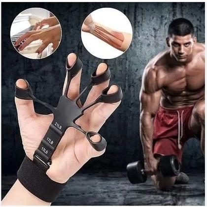 Imagem de Elástico Exercitador de Dedos Extensor com Faixa de Punho  Treino de Força e Reabilitação