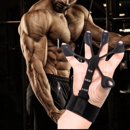 Imagem de Elástico Exercitador de Dedos Extensor com Faixa de Punho  Treino de Força e Reabilitação
