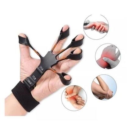 Imagem de Elástico Exercitador de Dedos Extensor com Faixa de Punho  Treino de Força e Reabilitação