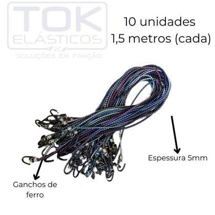 Imagem de Elástico Extensor Estique 3,0mt p/ Moto e Bike Com Ganchos de Ferro - 10 unidades