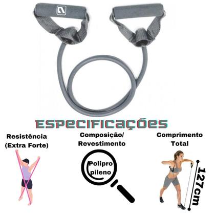 Imagem de Elástico Extensor Musculação Fitness Academia Extra Forte Liveup C/Pegada