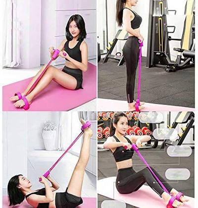 Imagem de Elastico Extensor Tonificação Pilates Fit Puxe Corda Intensidade Academia em Casa exercicio abdominal ROSA