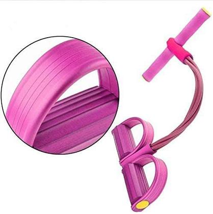 Imagem de Elastico Extensor Tonificação Pilates Fit Puxe Corda Intensidade Academia em Casa exercicio abdominal ROSA