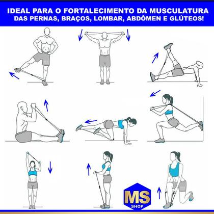 Imagem de Elástico Tensão Exercícios Ombro Biceps Triceps Peito Costas
