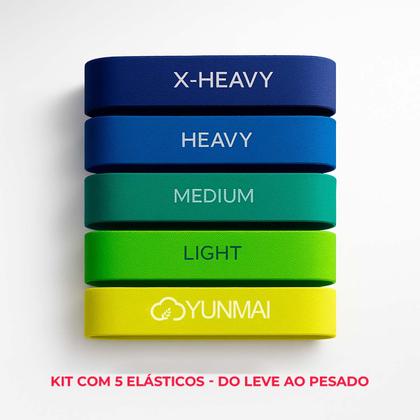 Imagem de Elástico Treino Exercício Academia Fitness Power Band Cinto Kit Com 5 Unidades Yunmai