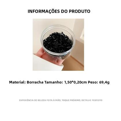 Imagem de Elásticos De Cabelo Pretos Pequenos Descartáveis, Cordas De Borracha Elásticas, 20/100/450/900