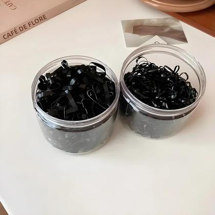 Imagem de Elásticos De Cabelo Pretos Pequenos Descartáveis, Cordas De Borracha Elásticas, 20/100/450/900