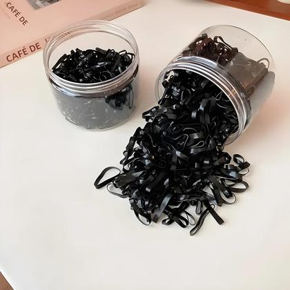 Imagem de Elásticos De Cabelo Pretos Pequenos Descartáveis, Cordas De Borracha Elásticas, 20/100/450/900