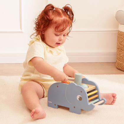 Imagem de Elefantinho Brinquedo Bate Martelo Método Montessori Sensorial Educativo Infantil Buba
