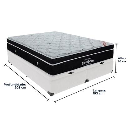 Imagem de Elegant Colchão Ortobom Base Baú Branco King Molas Ensacadas