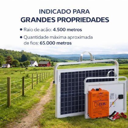 Imagem de ELETRIFICADOR DE CERCA ELÉTRICA SOLAR ZEBU ZS120i 120KM CHOQUE