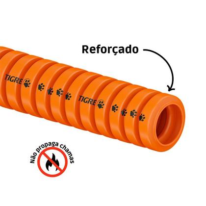 Imagem de Eletroduto pvc corrugado 32mm 25m laranja reforçado tigre