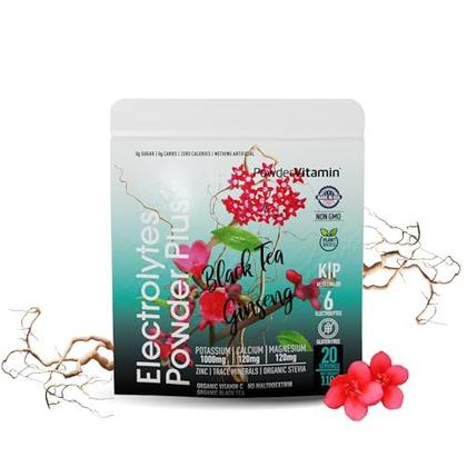 Imagem de Eletrólito em pó, vitamina C, chá preto, ginseng, ceto