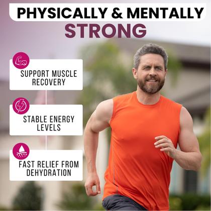 Imagem de Eletrólito em pó, vitamina C, chá preto, hibisco, ceto