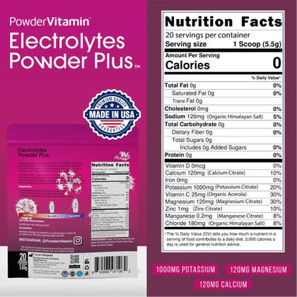 Imagem de Eletrólito em pó, vitamina C, chá preto, hibisco, ceto