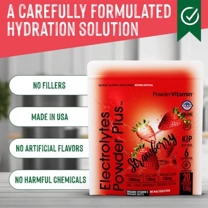 Imagem de Eletrólito em pó, vitamina e morango, ceto, sem açúcar, 110 g