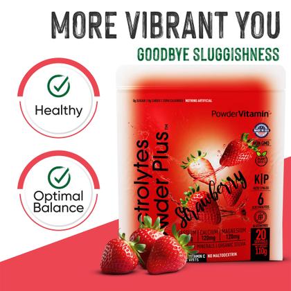 Imagem de Eletrólito em pó, vitamina e morango, ceto, sem açúcar, 110 g