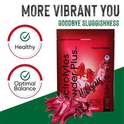 Imagem de Eletrólito em pó, vitaminas, eletrólitos, ceto, hibisco