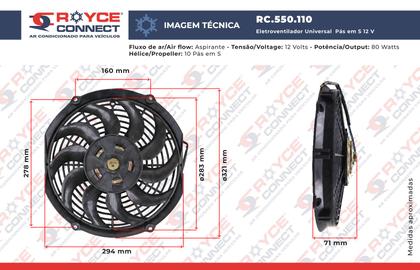 Imagem de Eletroventilador 12 Polegadas 10 Pas em S 12V Universal