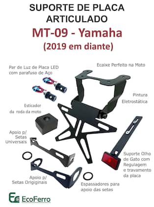 Imagem de Eliminador Rabeta ARTICULADO Yamaha MT-09 MT09 2019 2020 2021 2022 p/ Setas Universais e Originais