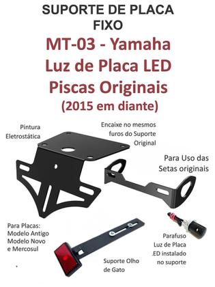 Imagem de Eliminador Rabeta Fixo Yahama MT-03 2015 a 2024 p/ Uso Setas Originais + Protetor Radiador MT-03