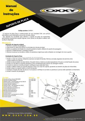 Eliminador Rabeta Oxxy Honda CBR 1000RR 10/16 CBR 600RR 13/23