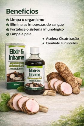 Elixir Integrame Elixir E Inhame 500ml Supl Vit A E C - Depurativo Do Sangue Inhame ...
