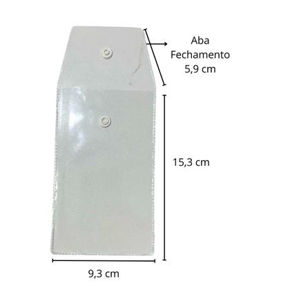 Imagem de Embalagem Multiuso PVC Cristal com Botão 9x15cm Kit 50unds