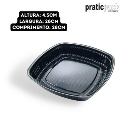 Imagem de Embalagem Plástica Quadrada Combinado Lanche Sushi 4 Praticpack - 28x28x4,5cm - 50 Unidades