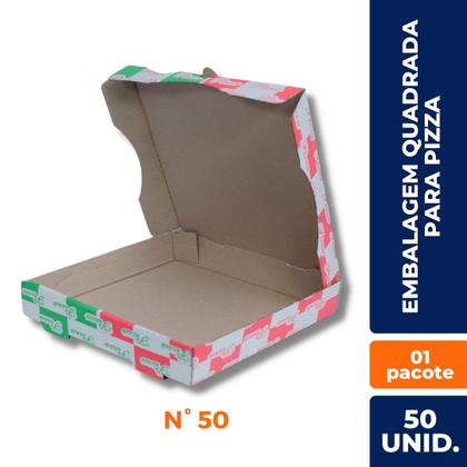 Imagem de Embalagem Quadrada Para Pizza N50 10 Un 50x50x4 Cm Caixa Delivery Pizzaria Gourmet
