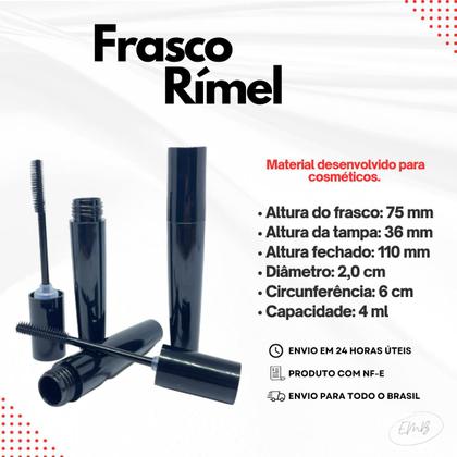 Imagem de Embalagem Rimel Vazia Frasco Plástico Com Batoque 4.0ml 25un