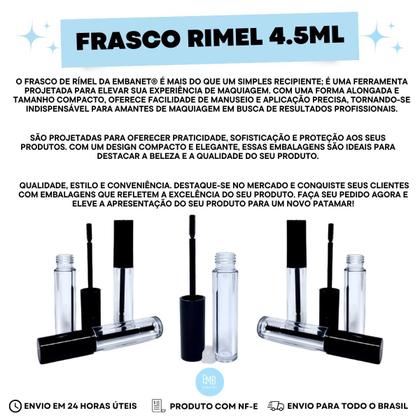 Imagem de Embalagem Rimel Vazia Frasco Plástico Com Batoque 4.5ml 50un