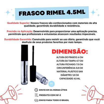 Imagem de Embalagem Rimel Vazia Frasco Plástico Com Batoque 4.5ml 50un