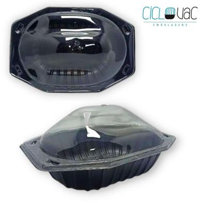 Imagem de Embalagem Térmica para Frango Assado Padaria Pet Plástico Base Preta Ciclovac - CX 100 Unidades