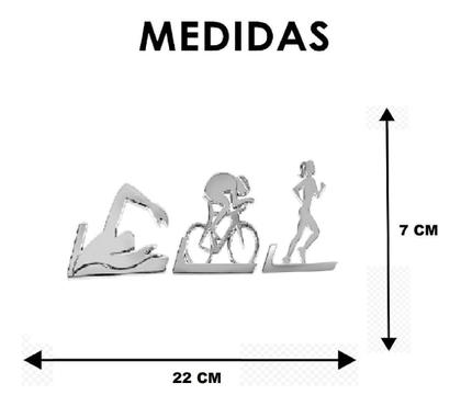 Imagem de Emblema Adesivo Alto Relevo 3D Triathlon Feminino Cromado