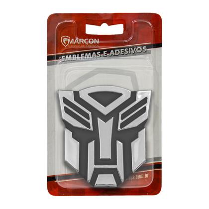 Imagem de Emblema Adesivo Transformers Cromado C/ Preto Universal 7,5 cm x 8 cm 