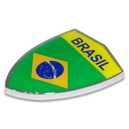 Imagem de Emblema Escudo Do Brasil Com Moldura Cromada 6 Cm x 4,5 cm