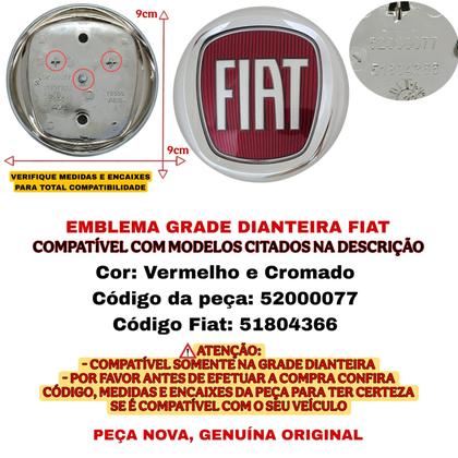 Imagem de Emblema Grade Dianteira Fiat Toro 2016 2017 2018 2019 2020 Original