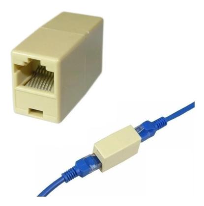 Imagem de Emenda Cabo De Rede Extensão Internet Adaptador Rj45 Fêmea