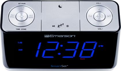 Imagem de Emerson Smartset Radio Alarm Clock, 1.4" Blue LED Digital Display, Porta de Carregamento USB, Controles de Dimmer de brilho, conectividade Bluetooth, definir alarme para rádio, música ou buzzer, relógio de cabeceira, preto