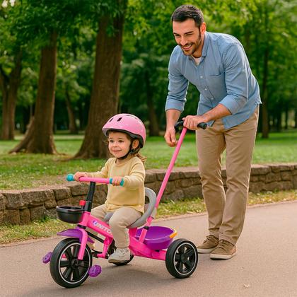 Imagem de Empurrador Portátil Infantil Anatômico E Seguro Com Cesto Para Passeio Rosa Menina