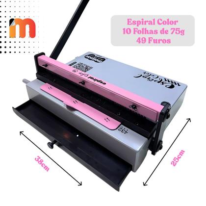 Imagem de Encadernadora Espiral Color Rosa Manual A4 Marpax 10Fls