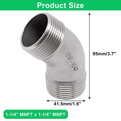 Imagem de Encaixe de tubulação SWZHAI Cotovelo de 45 graus 1-1/4 NPT macho x 1-1/4 NPT macho